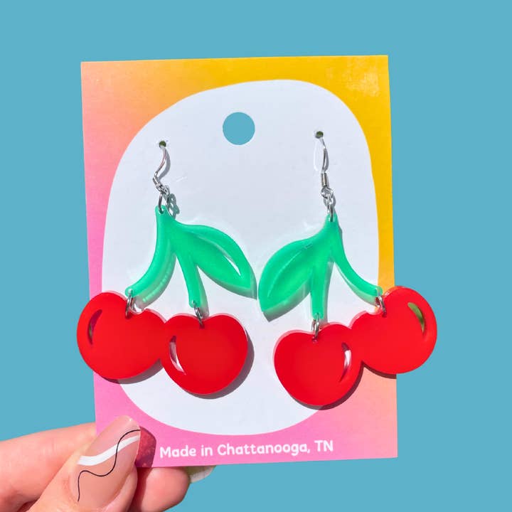 Cherry Earrings for wholesale by Mini Kitty Designs