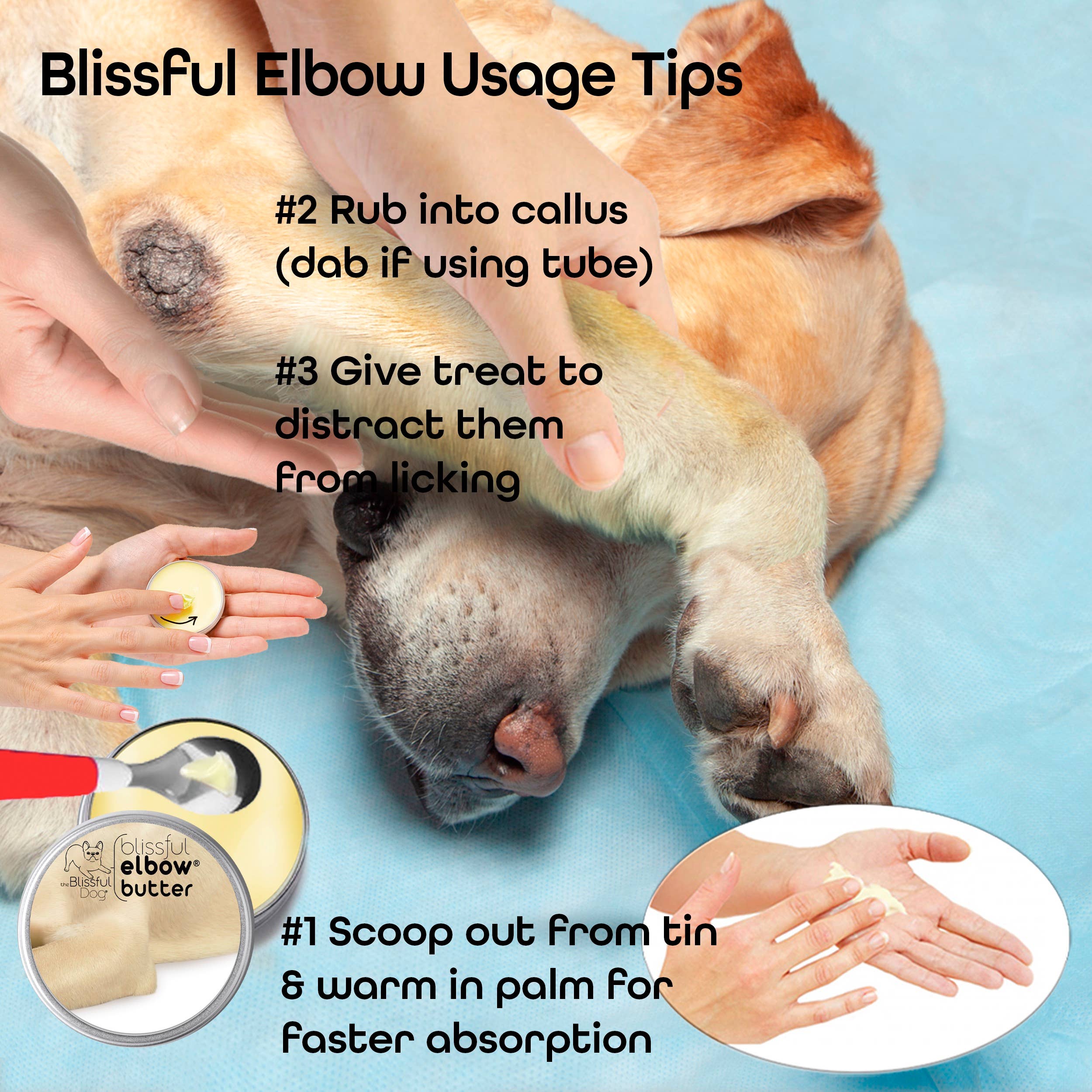 The Blissful Dog – wholesale Pet balm – Dog – Elbow Butter for Dog Elbow Calluses in Tins & Tubes10