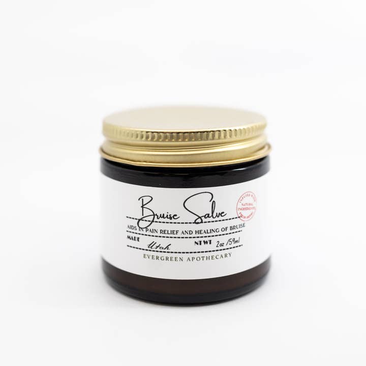 Bruise Salve, Arnica & Comfrey Salve, 2oz for wholesale by Evergreen Apothecary