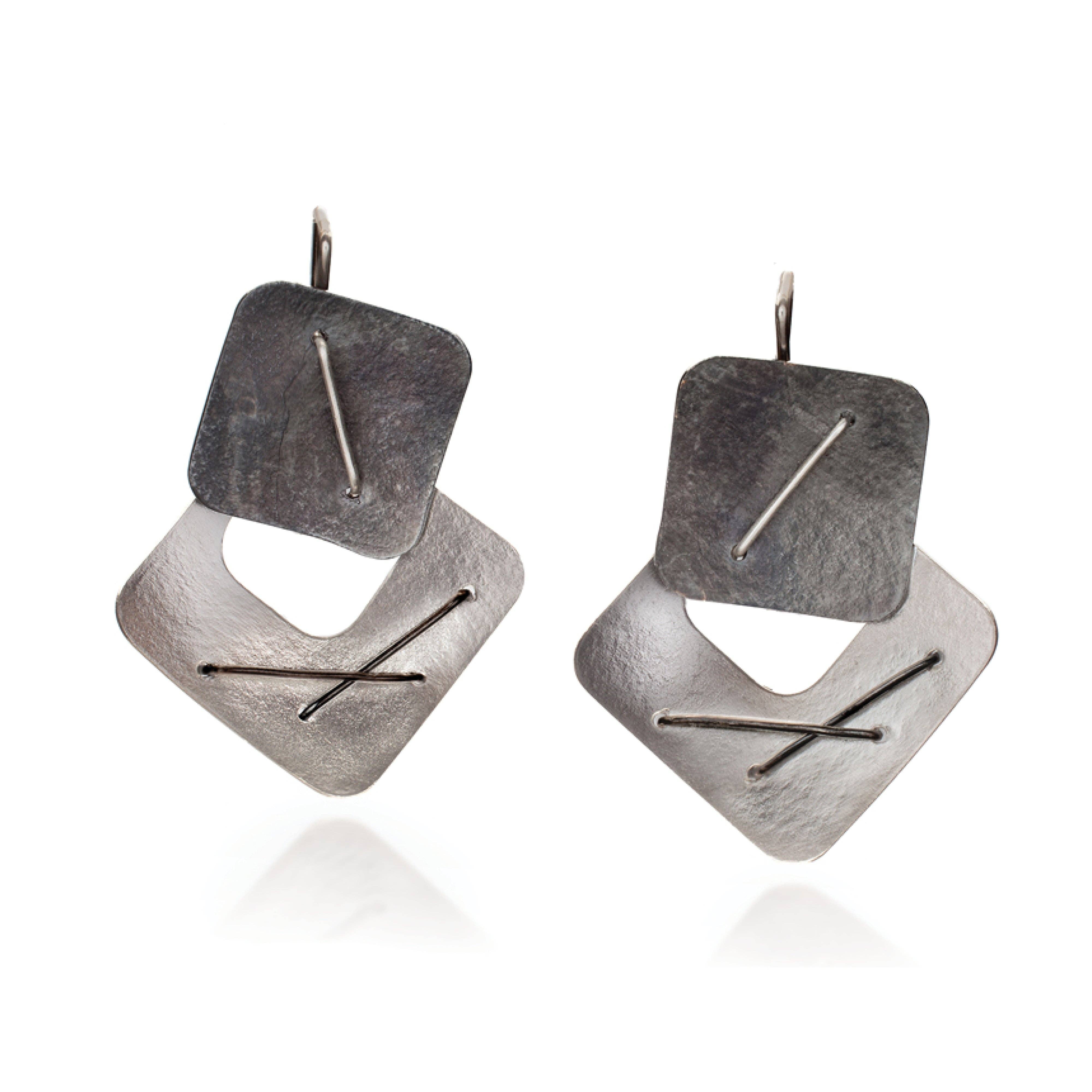 Suzanne Schwartz Jewelry - Wholesale Dangle Earrings - Two Square Layered Earrings5