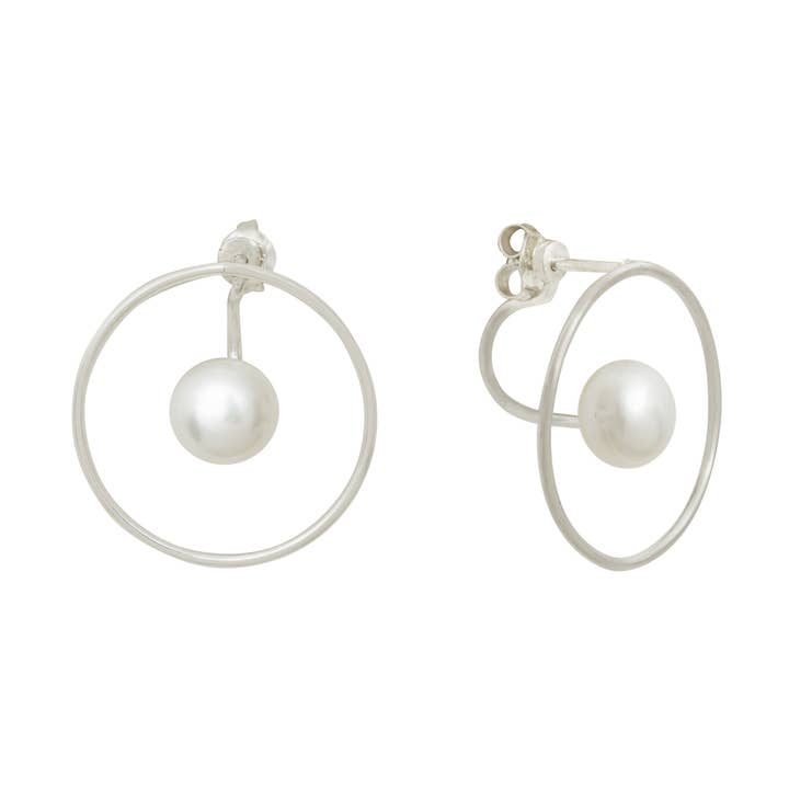 Silver And Freshwater Pearl Calliope Earrings for wholesale by Aurore Havenne