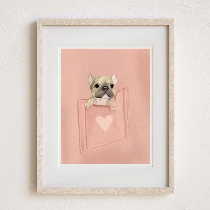 Impression artistique Frenchie Love, décoration pour chien, cadeau pour maman, chien mignon pour la vente par Pawssionate Art