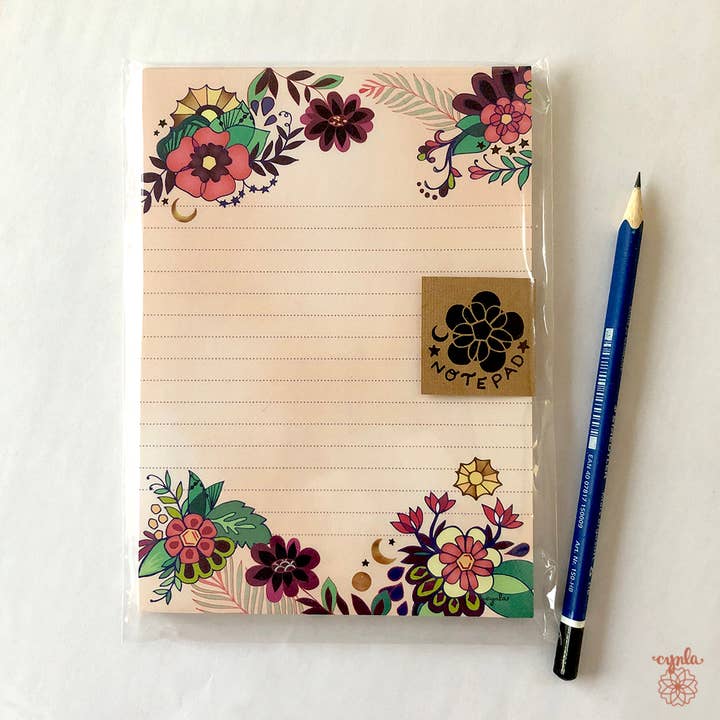 Notepad - Moon flowers 5x7, flower notepads for wholesale by Cynla