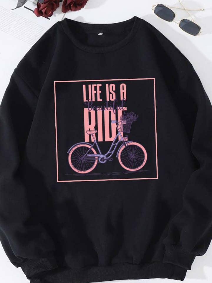 M8108-SW LIFE IS A RIDE graphic sweatshirts for wholesale by HARANG