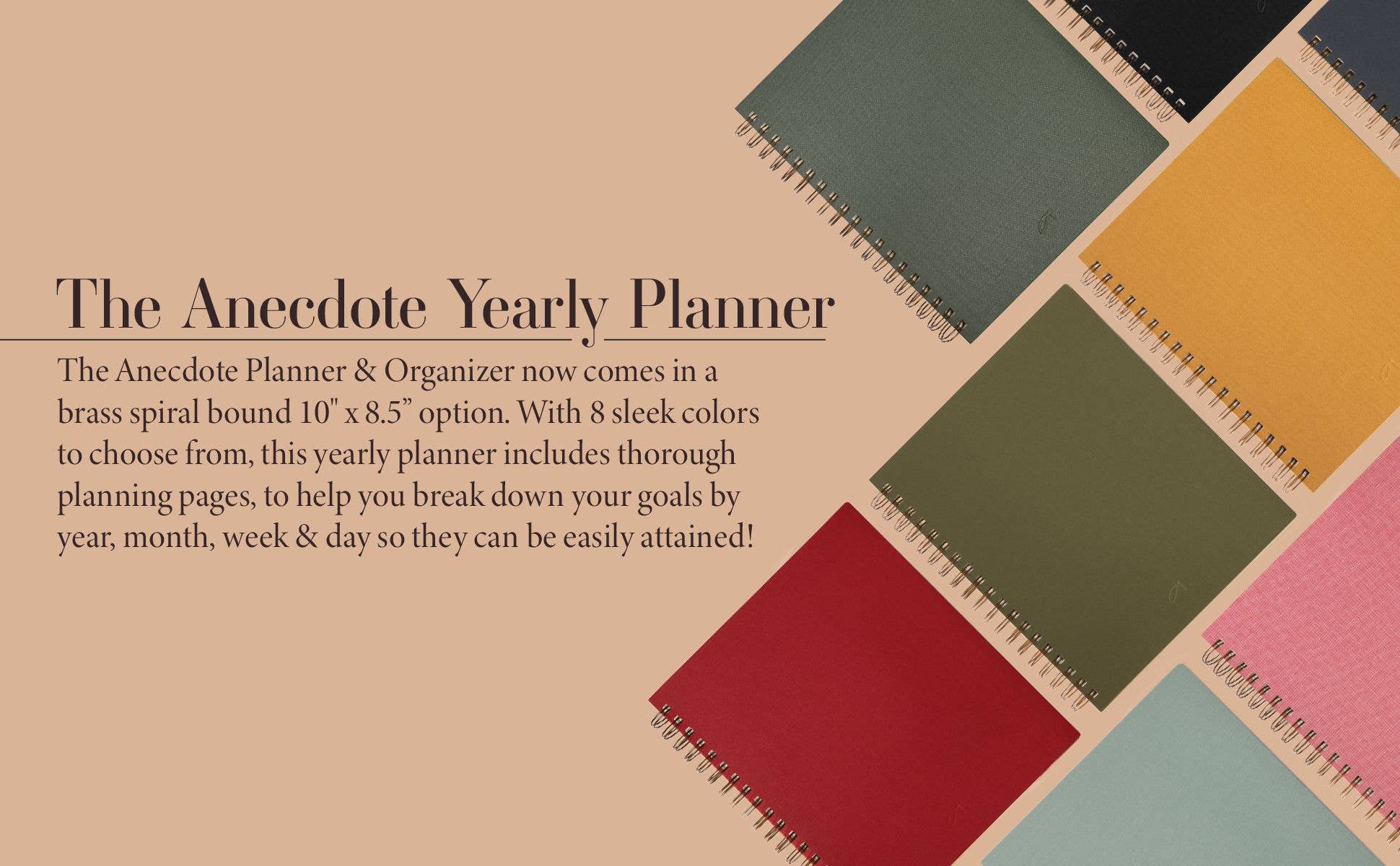 Anecdote Goods - Venta al por mayor Agendas - El Planificador Anual - Encuadernado en Espiral de Latón con Cubierta de Buckram9