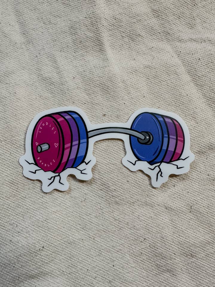 Bisexual Subtle Pride Barbell Sticker (Matte) for wholesale by LeudlesDoodles