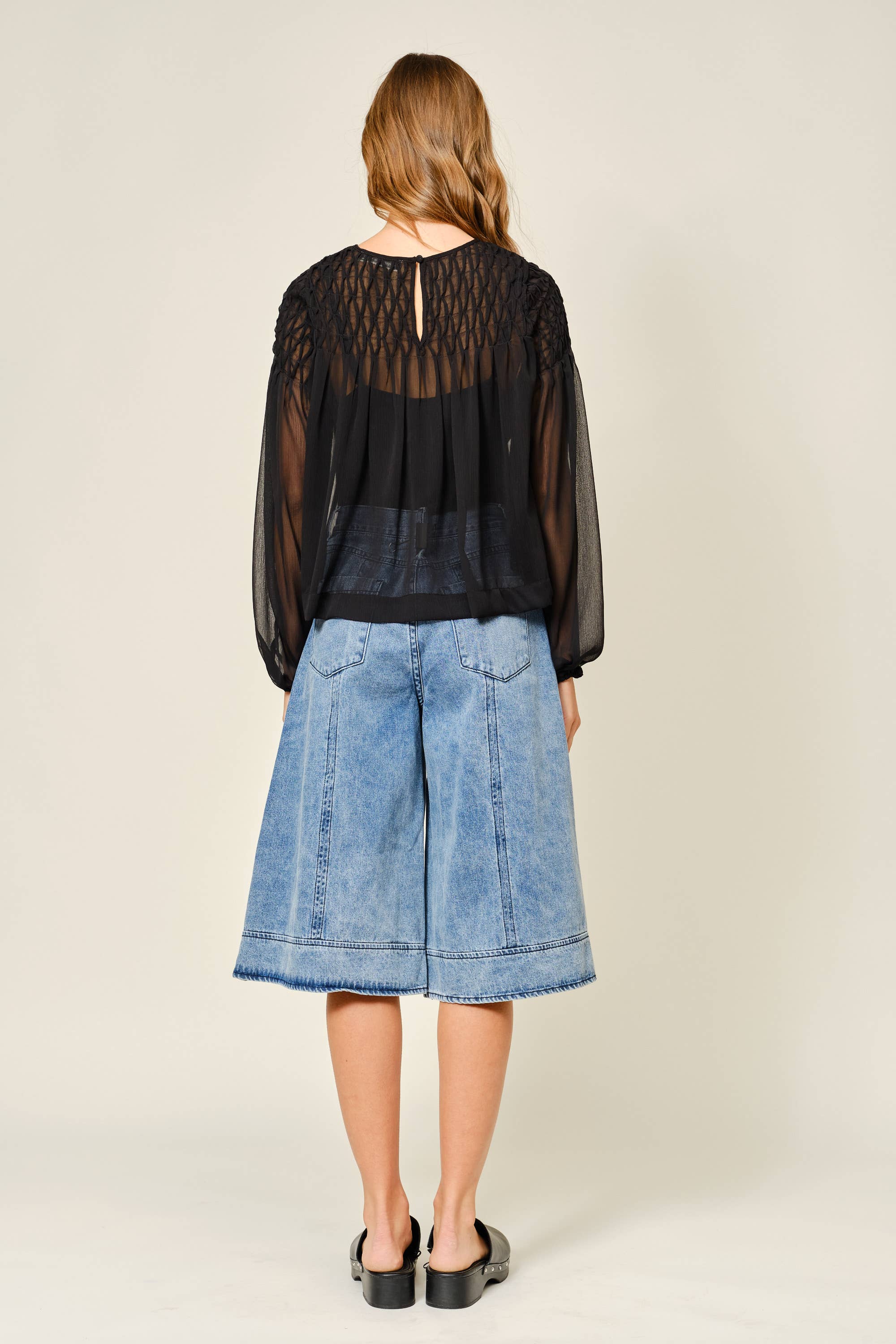 Aaron & Amber - Wholesale Blouse - Women's - AJT5433 SPECIAL SMOCKED DETAIL LONG SLEEVE BLOUSE12