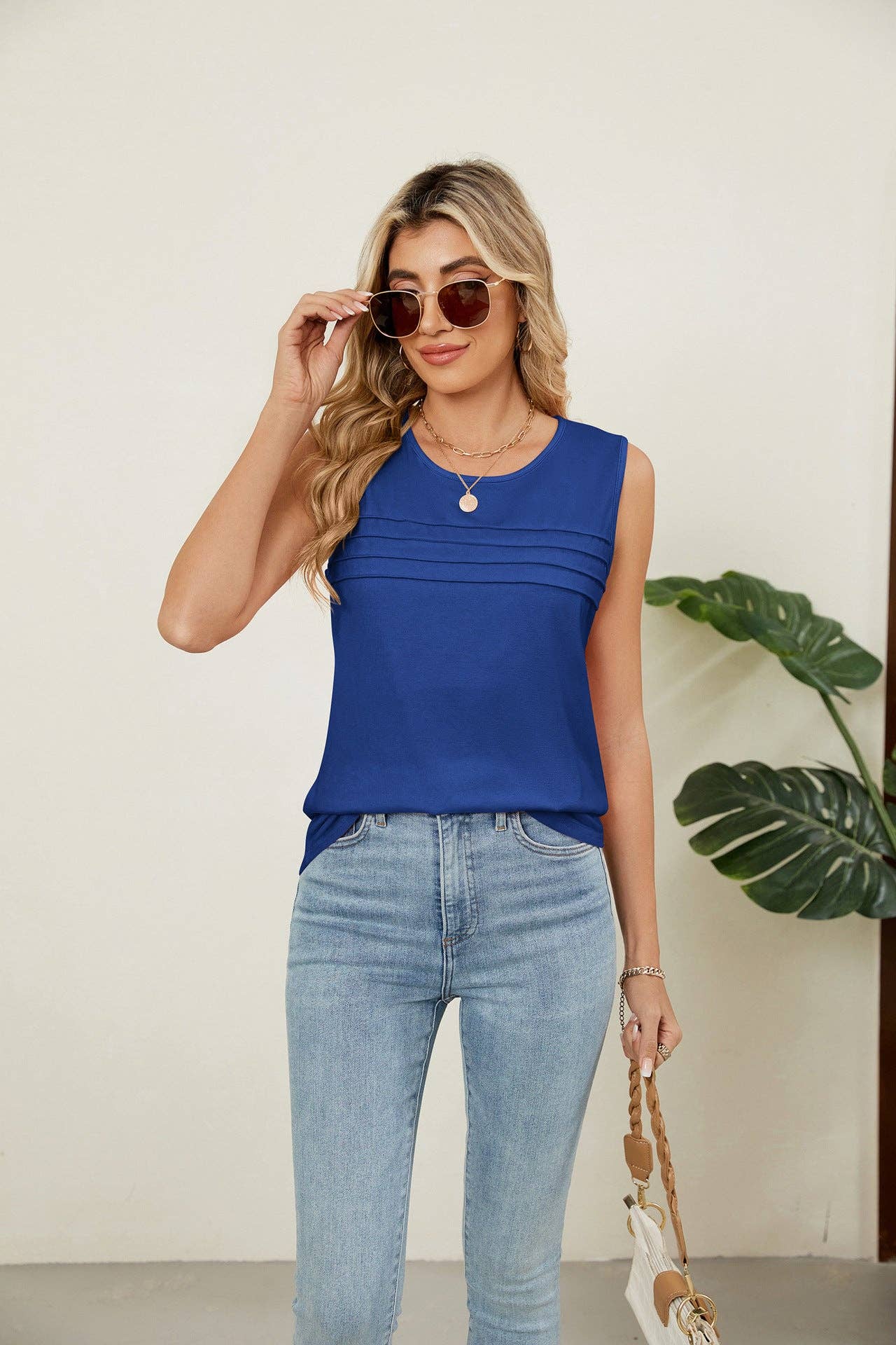 Lovesoft - Venta al por mayor Camiseta sin mangas - Mujer - Camiseta sin mangas de cuello redondo de ajuste holgado y color sólido9