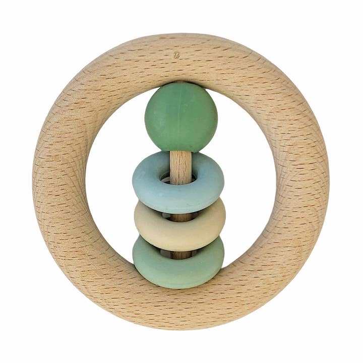 Baby Holzring Rassel Grün für den Großhandel von Summerville organic