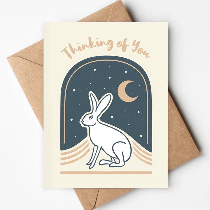 Thinking of You White Rabbit Eco-friendly Card Sympathy for wholesale by Jenna's Doodles
