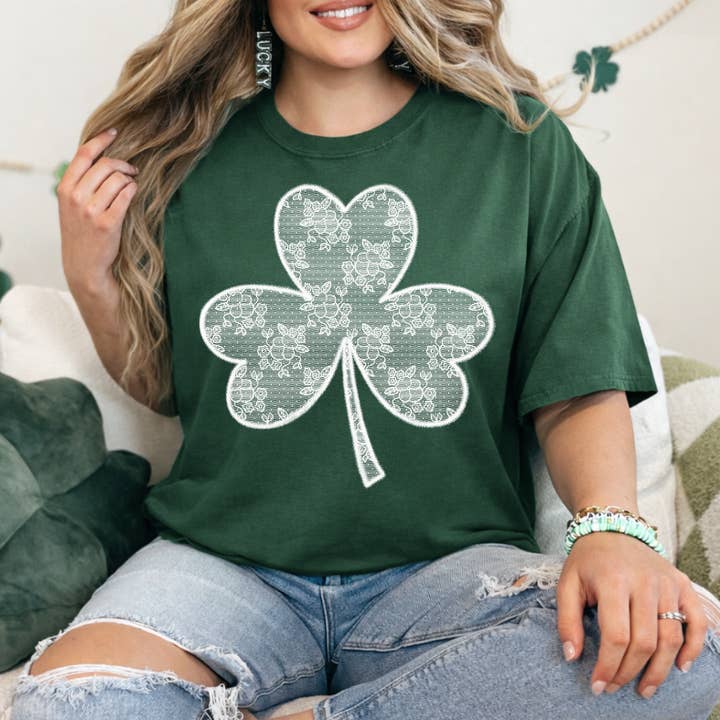 Lace Clover Green Tee or Sweatshirt for wholesale by The Red Rival Wholesale