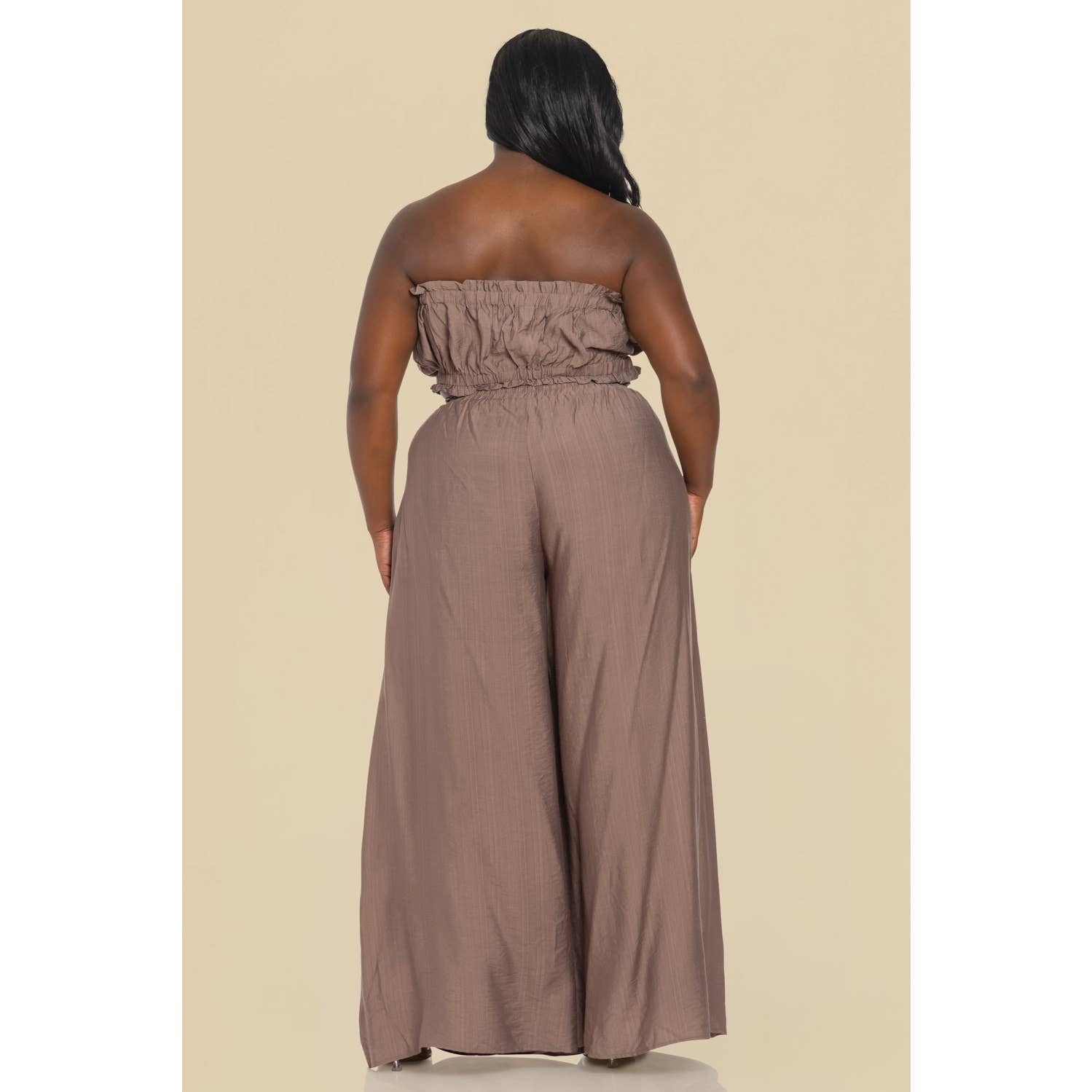 The Sang - Wholesale Top & Pant Set (NOT Loungewear) - Women's - PLUS SHIRRED TUBE TOP WITH MATCHING PALAZZO PANTS SET4