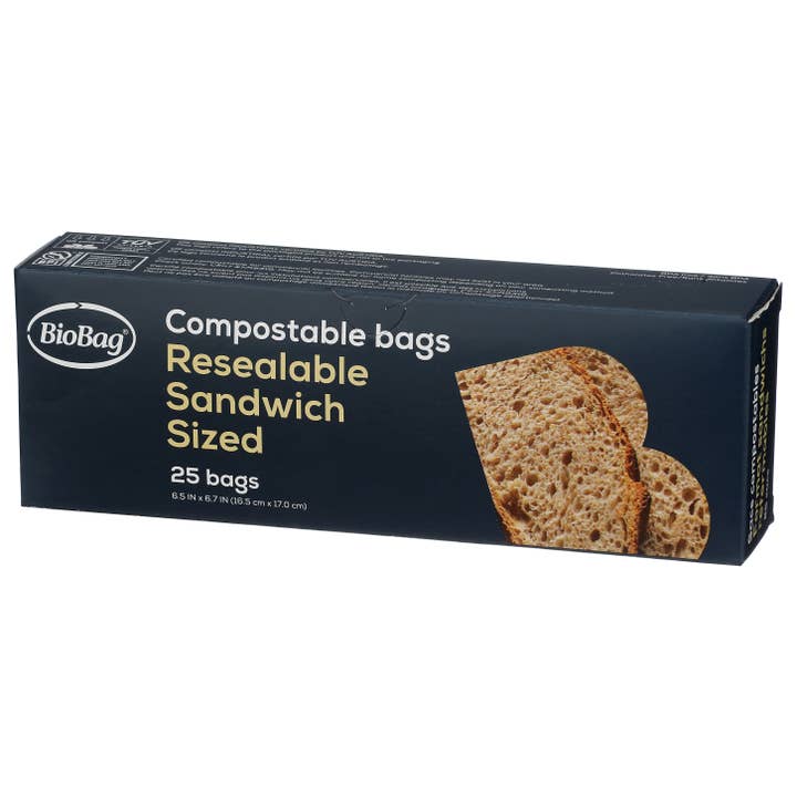 BioBag 100% Compostable Resealable Sandwich Bags (300 total) for wholesale by BioBag America Inc
