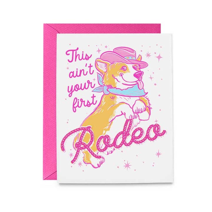 Cartão Corgi First Rodeo por atacado de Hello Harlot