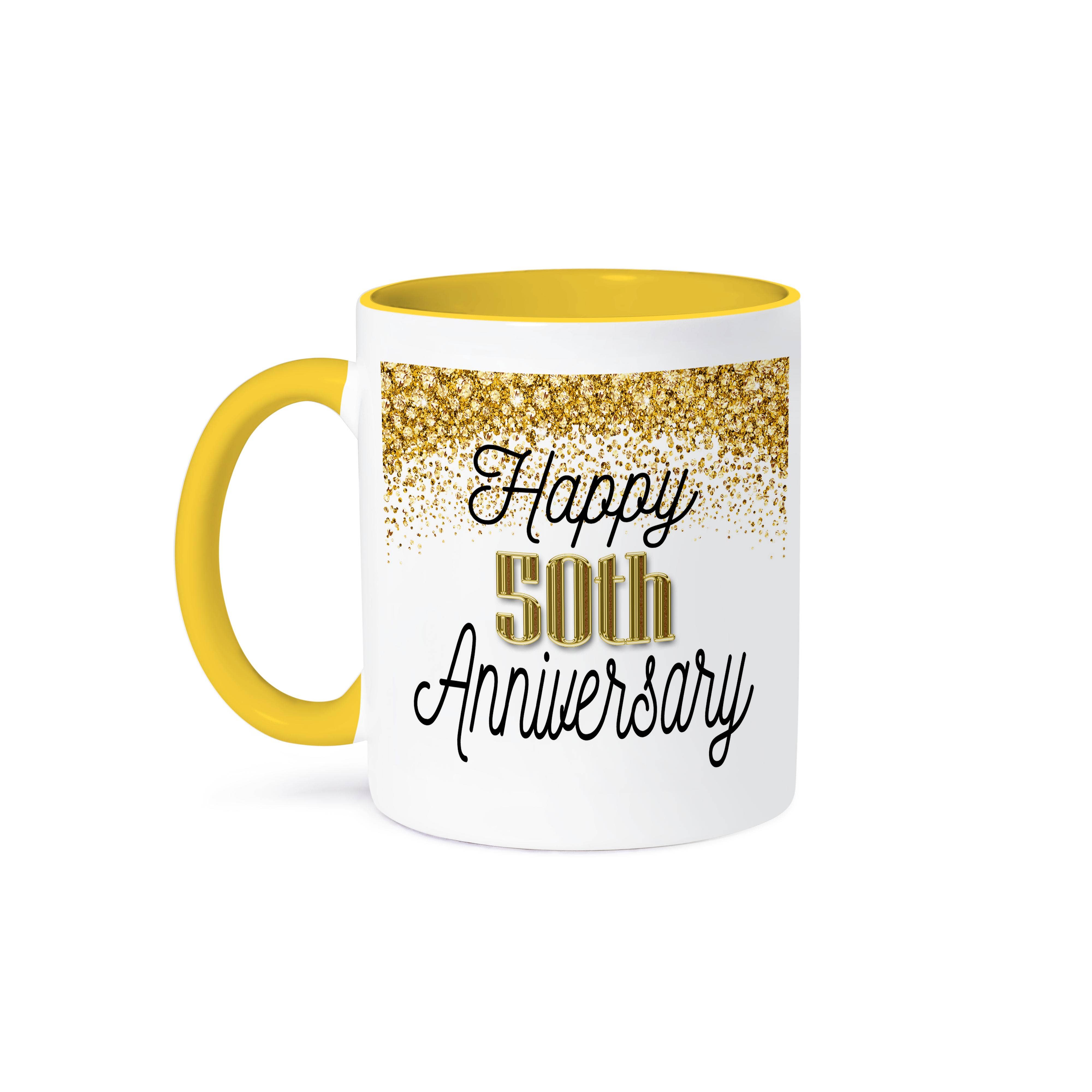 3dRose - Wholesale Coffee Mug - 3dRose, Happy 50th Anniversary Image Of Gold Image Of Diamond Glitter, Mug0