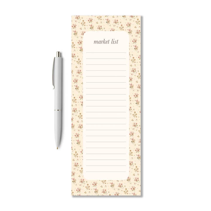 Ditsy Floral Watercolor Market List Notepad for wholesale by Corrissa Flesher Art & Designs