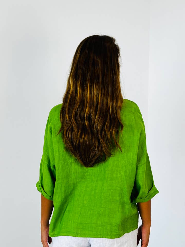 Linen & More - Wholesale Button Down Shirt - Women's - REF 8103 TWO-POCKET T-SHIRT 100% LINEN