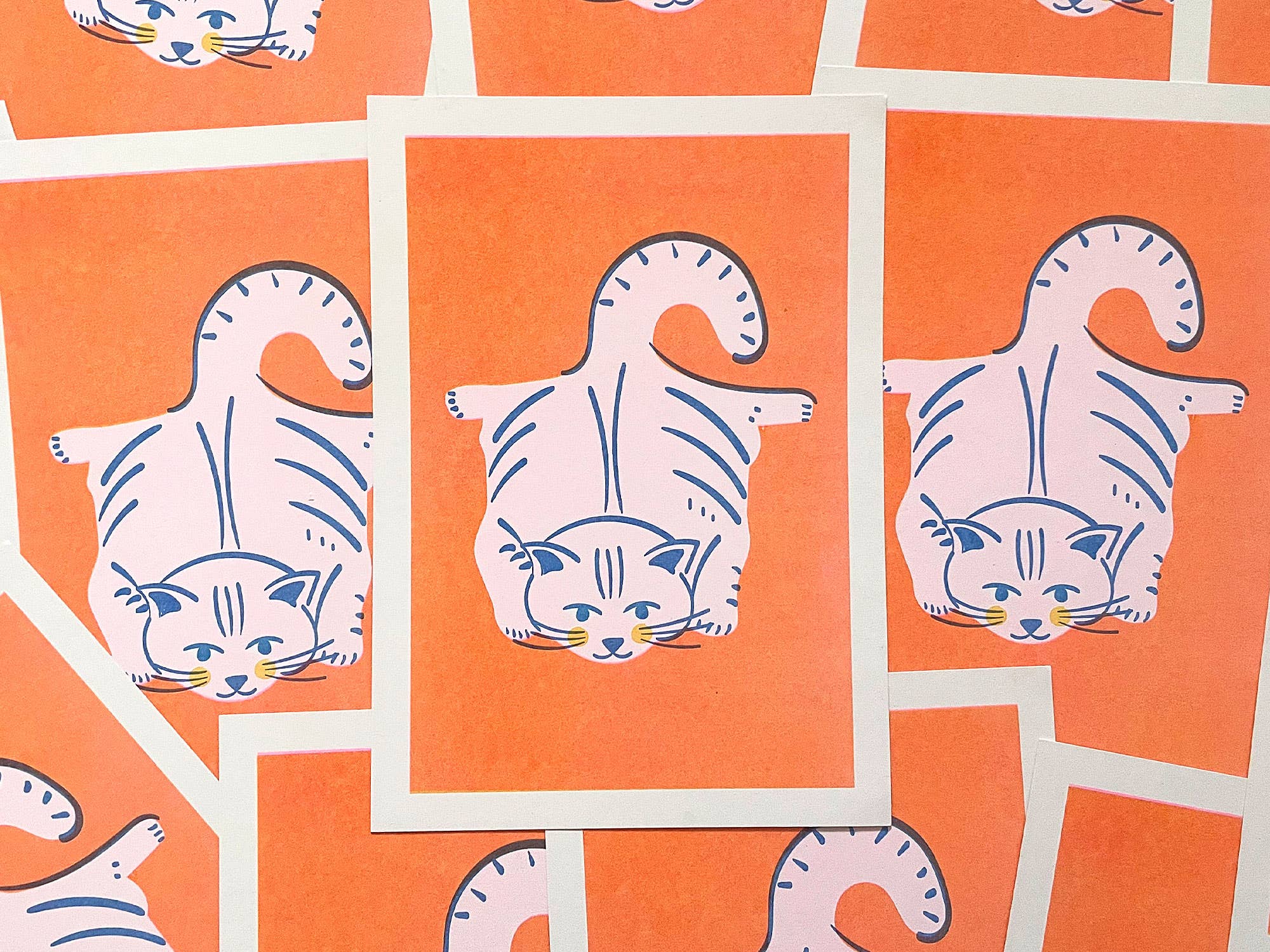 Fabric Drawer – Impressão artística por atacado – Impressão de Arte A5 Risograph Gato Plano5