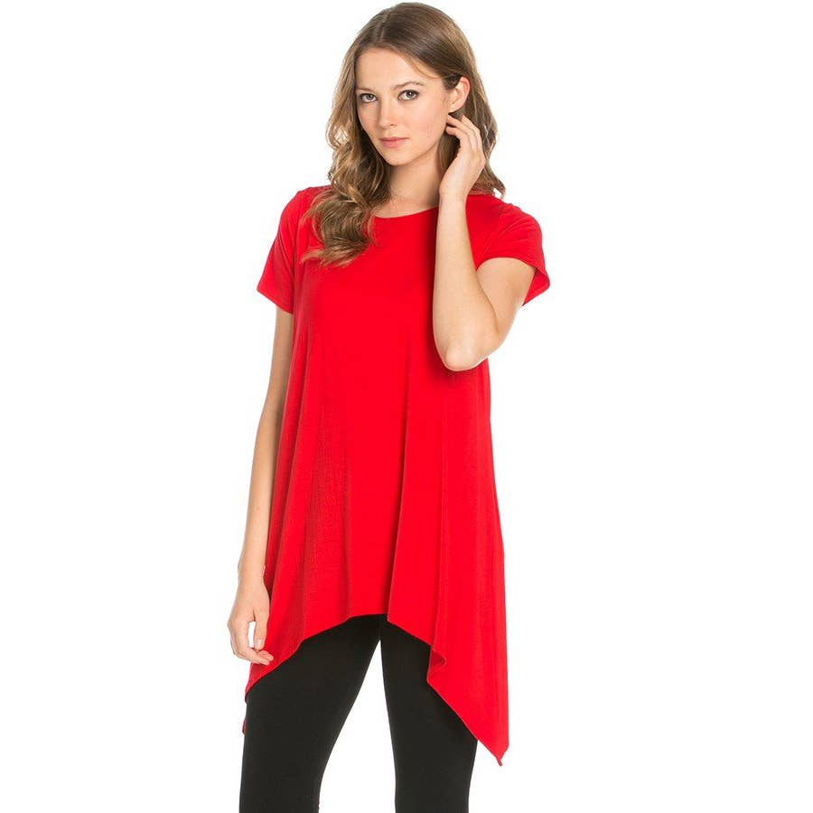 Azules Clothing - Wholesale Tunic - Women's - ATP-2267RS Piko Short Sleeve Tunic14