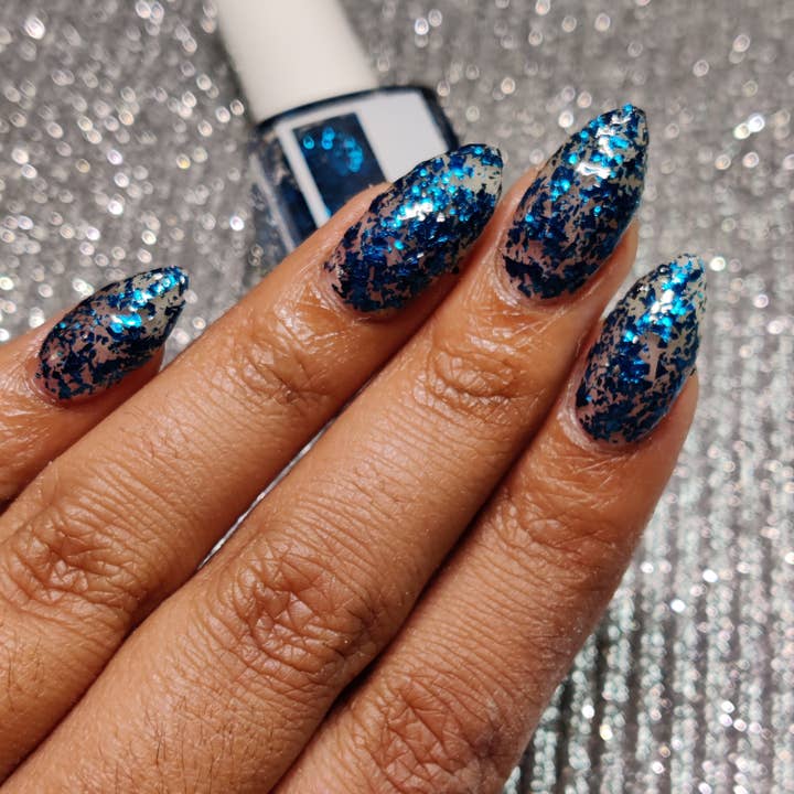 Loud Babbs - Wholesale Nail Polish - Wynette Cerulean Shredded Glitter Nail Polish