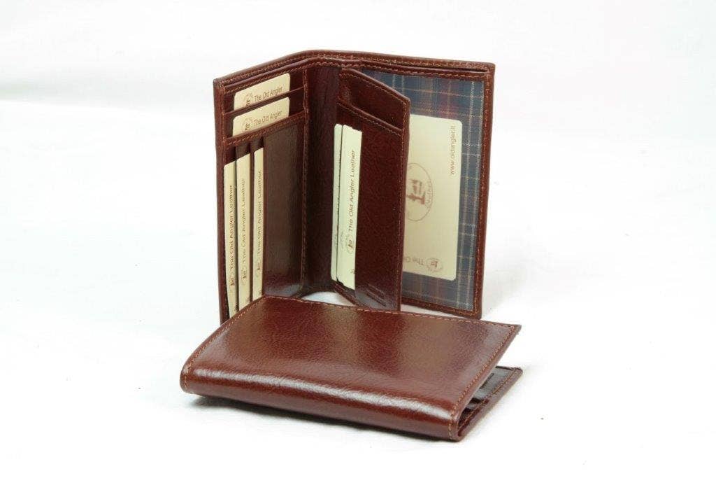 Old Angler Firenze – Carteira – Homem por atacado – PORTA-CARTÕES EM PELE COM BOLSOS CASTANHO-CLARO1
