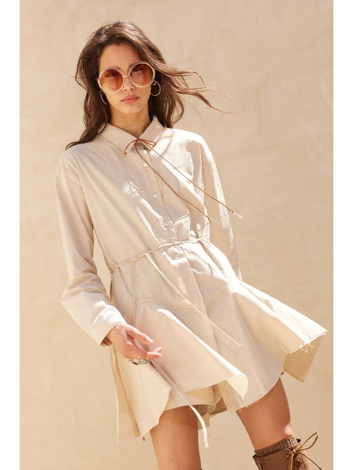 Promesa USA - Wholesale Romper - Women's - Solid Button-Up Belted Handkerchief Shirt Romper6