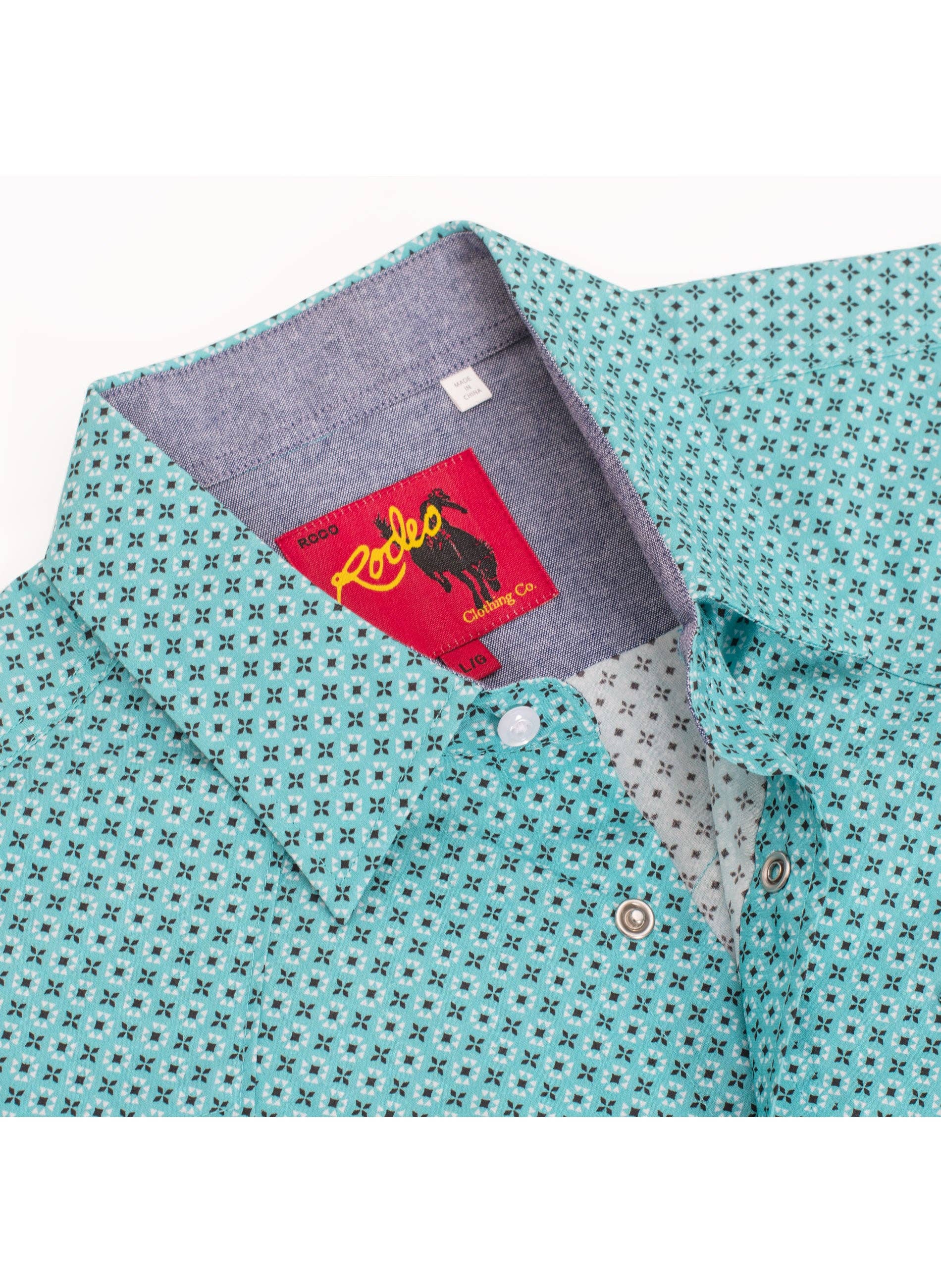 Rodeo Clothing - Wholesale Button Down Shirt - Men's - Men's Short Sleeve Pearl Snap Print Shirt-PS100S-11002