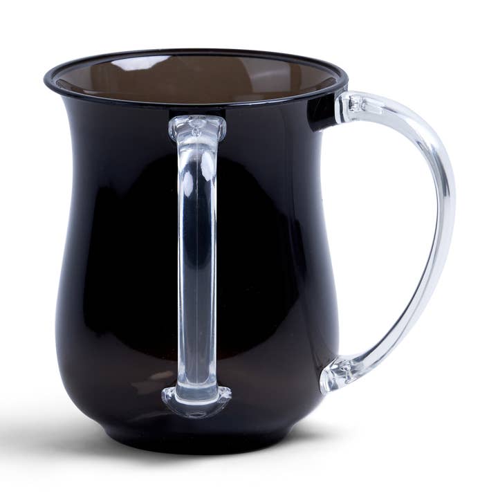 Acrylic Wash Cup black With Clear Handles 5" for wholesale by A&M Judaica And Gifts