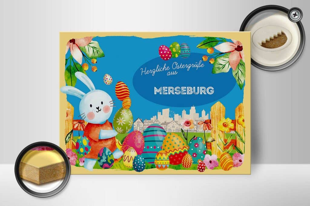 Femer - Wholesale Sign - Merseburg wooden Easter greetings 40 x 30 cm gift decoration1