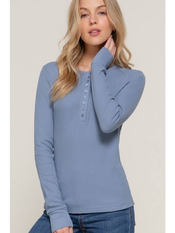 Vanilla Monkey - Wholesale Knit Top - Women's - Long Sleeve Henley Thermal Knit Top22