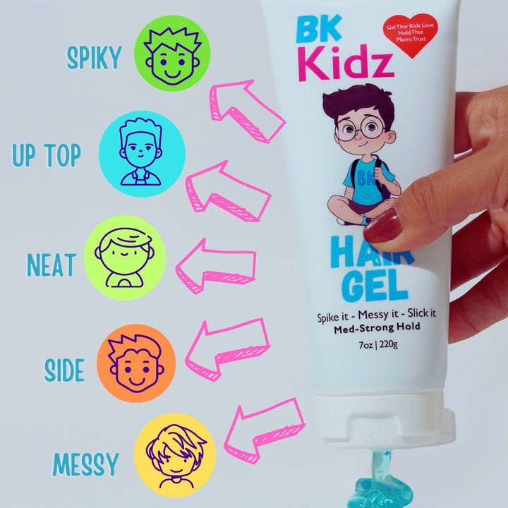Bonsai Kids Hair Products - Wholesale Hair Styling Gel/Mousse - BK Kids Hair Gel - 7 oz Boys Hair Gel