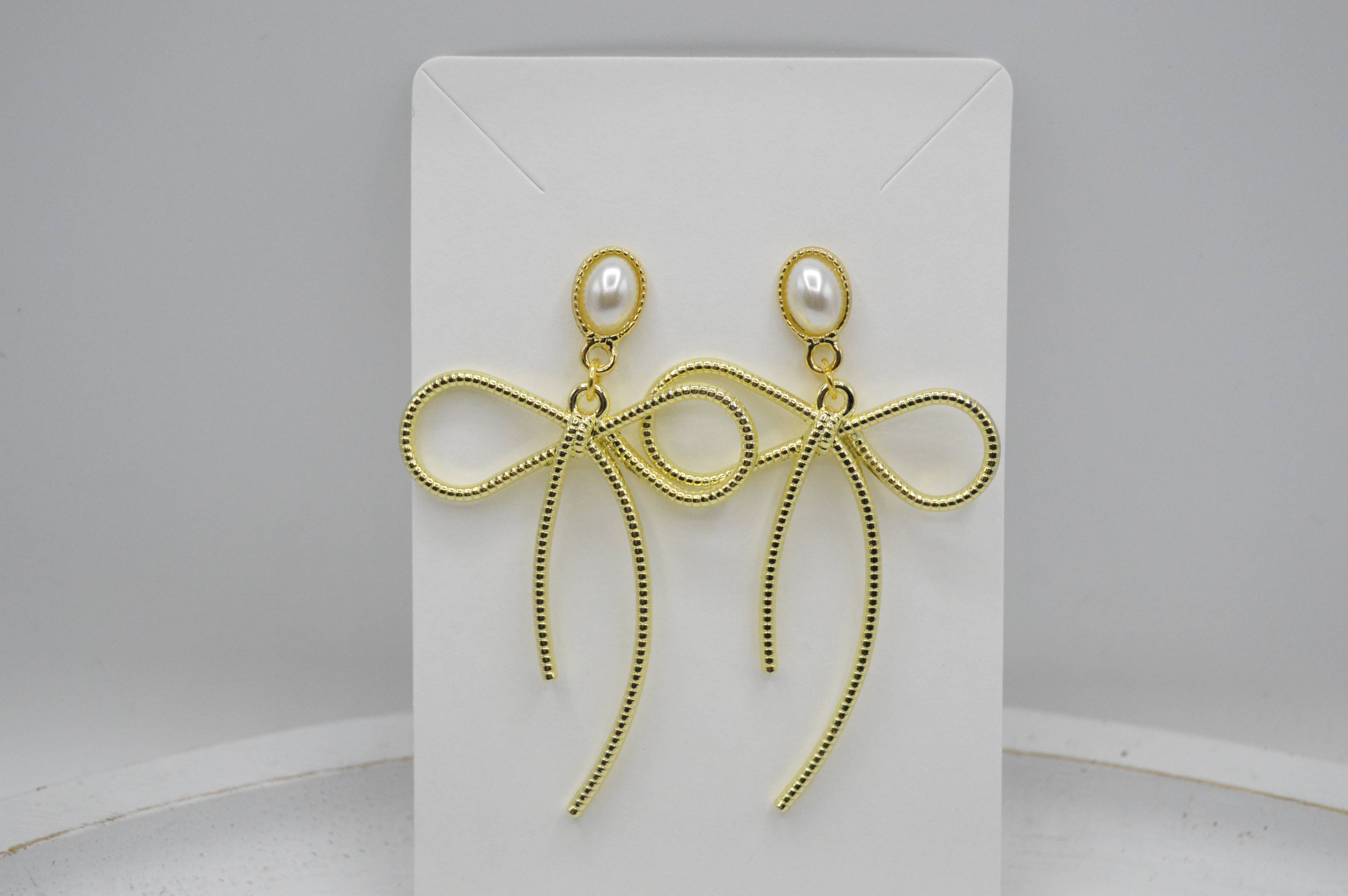 The Adorned Fox – wholesale Dangle earrings – Bow Earrings, Classic, Neutral, Trendy, Coquette3