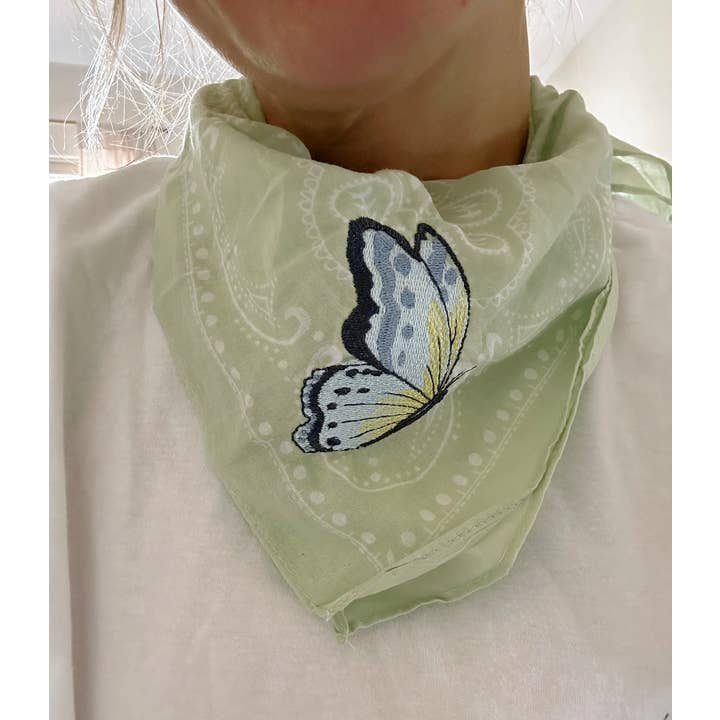 Little Lamb Designs - Wholesale Bandana - Women's - Embroidered Butterfly On Bandana, Tshirt, Or Onesie