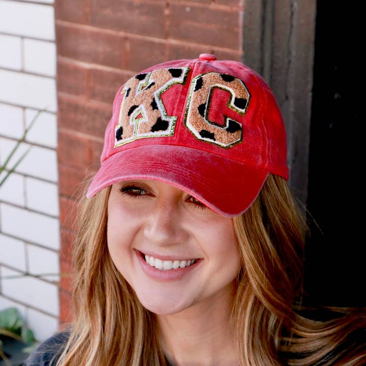 KC Baseball Cap - Red Leopard for wholesale by MODish Design Co
