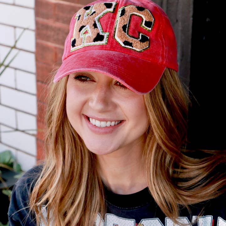 KC Baseball Cap - Red Leopard for wholesale by MODish Design Co