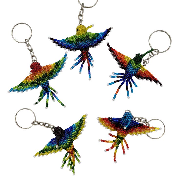 Unique Batik Fair Trade - Wholesale Keychain - Unisex - Rainbow Hummingbird Beaded Keychain4