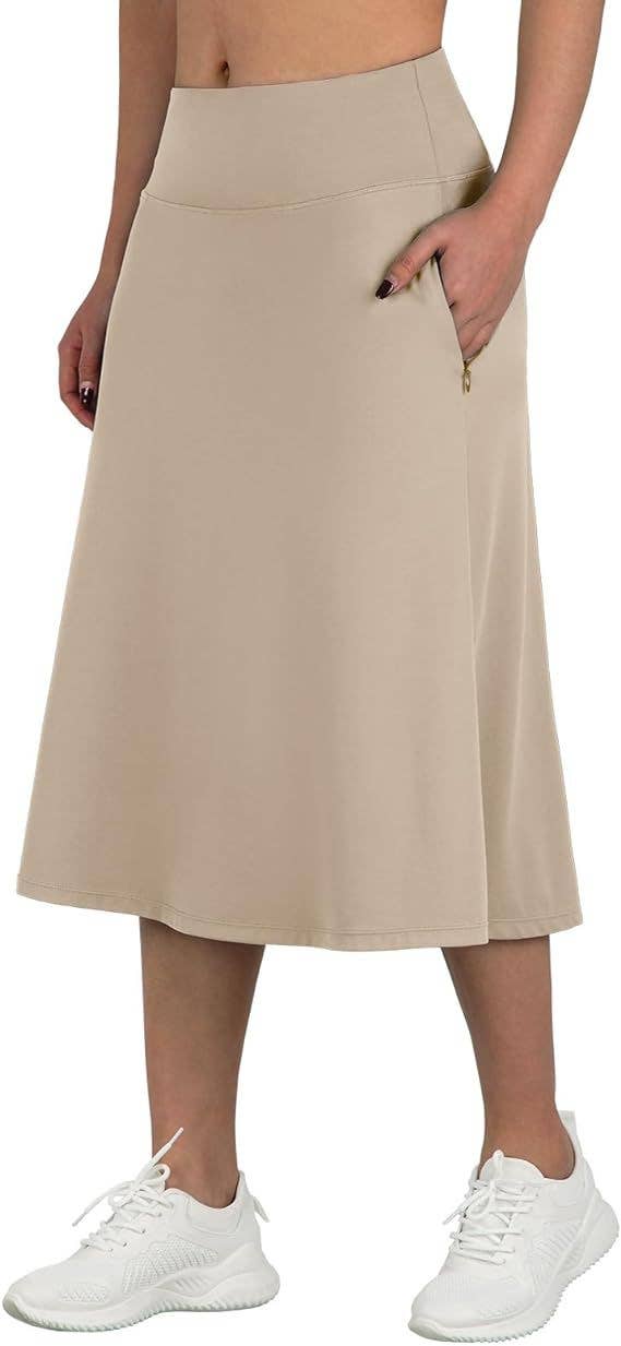 Suhkasana – wholesale Kjol - Dam – Damers högmidjade A-linjekjol med fickor – Ledig sportkjol8