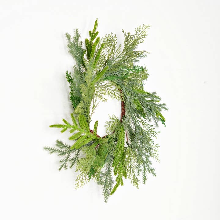Impressive Enterprises, Inc. - Wholesale Wreath - 510783- 18in(6.5)Wreath-Mix Real Touch Cedar and Norfolk Pin2