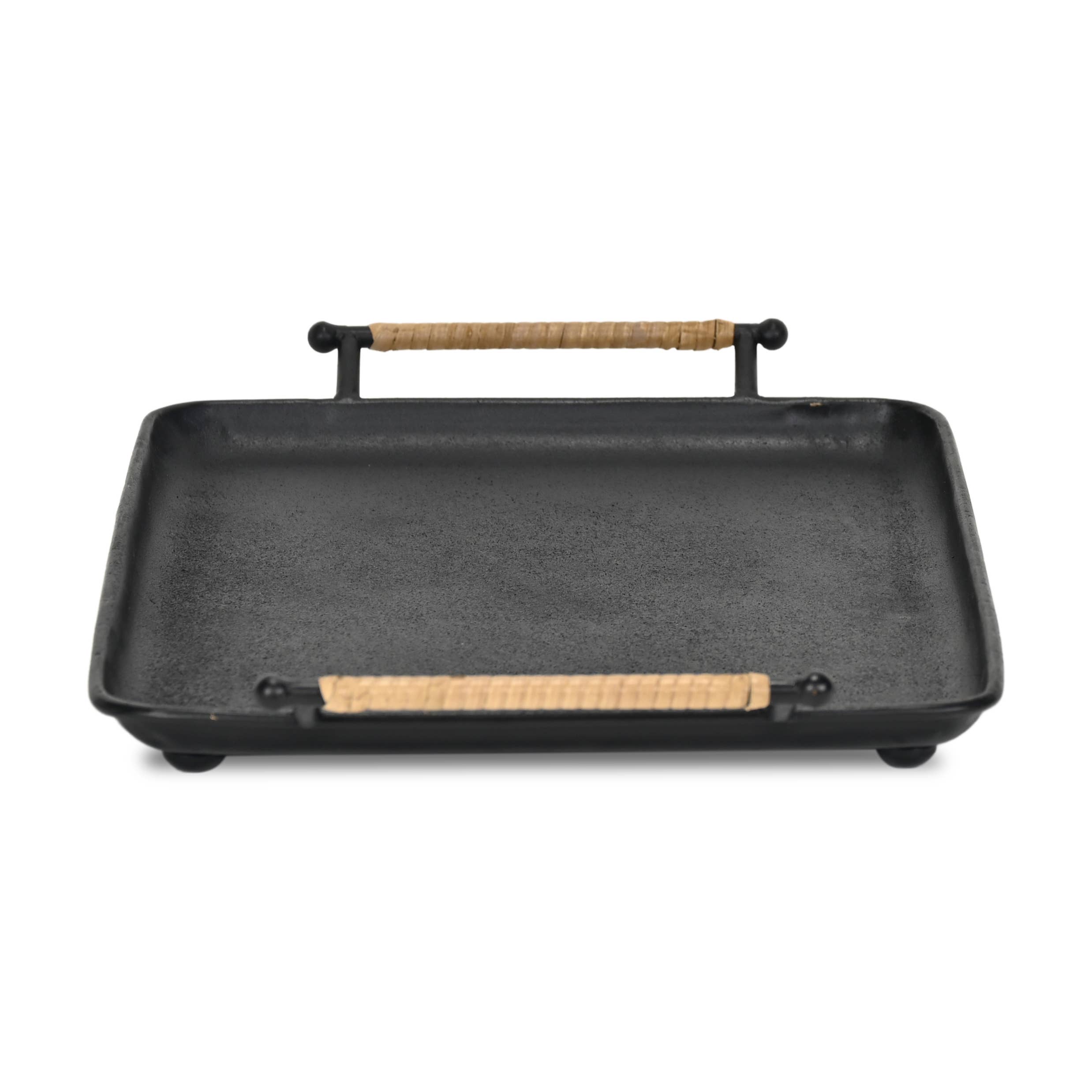Cheungs Home Decor - Wholesale Decorative Tray - Syla Black Metal Tray with Wicker Wrapped Handles4