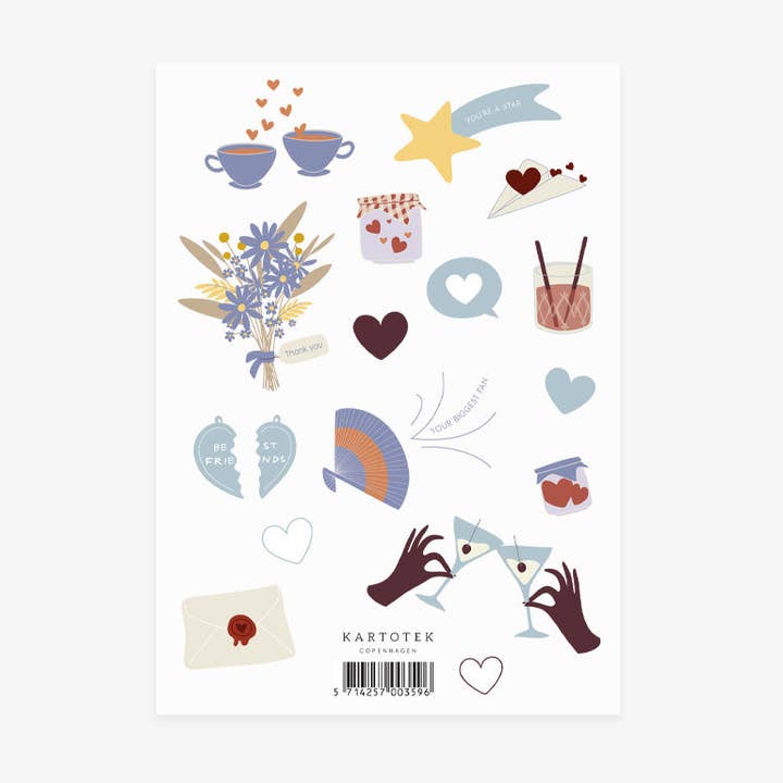 Stickers // Love & Friendship for wholesale by Kartotek Copenhagen