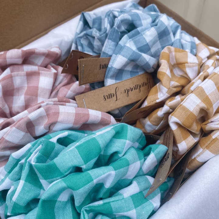 Handmade Jems - Wholesale Scrunchie - Women’s - Lime Green Gingham Scrunchie1