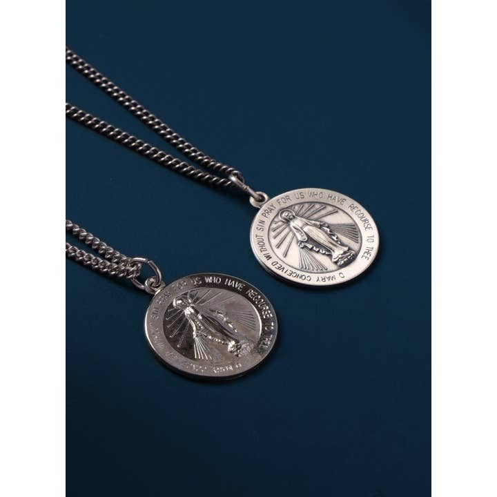 We Are All Smith – wholesale Pendant/charm necklace – Sterling Silver Round Miraculous Medal Necklace for Men3