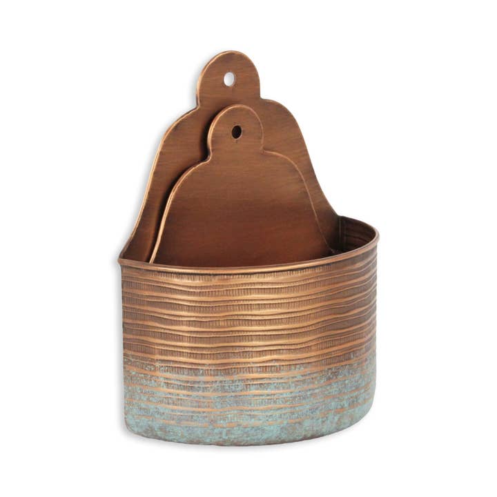 Cheungs Home Decor - Wholesale Wall Planter - Kyani Copper and Rustic Teal Vase Wall Planters (Set of 2)