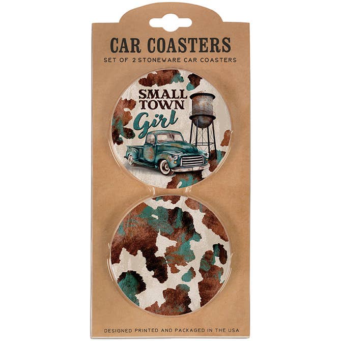 Gift & Garden by Carson - Wholesale Car Coaster - Unisex - "Small Town" Car Coaster Set