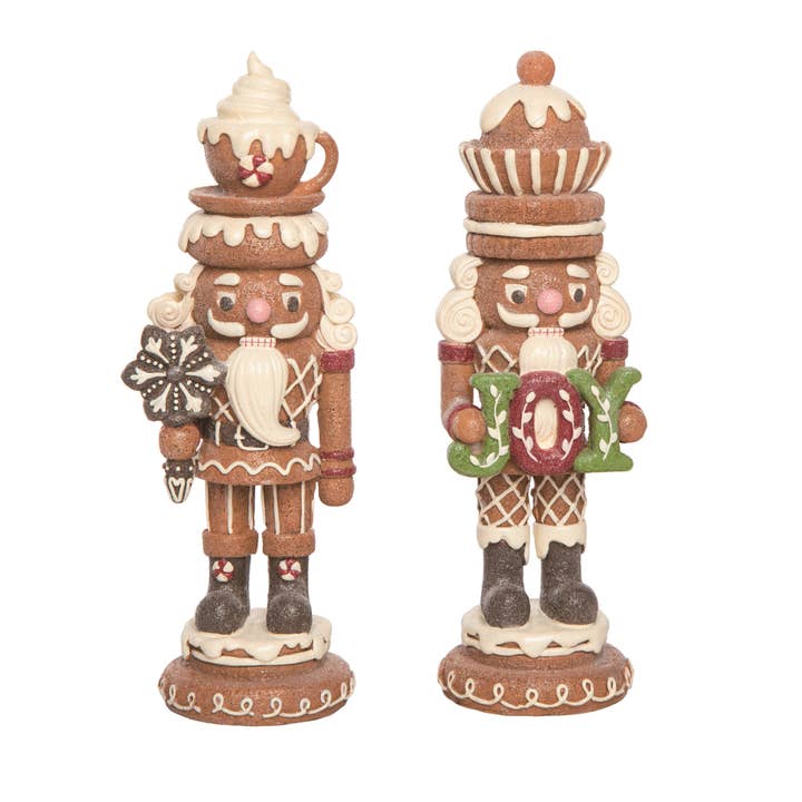Transpac - Wholesale Holiday Nutcracker - Christmas Resin Gingerbread Nutcracker Decor Set of 2