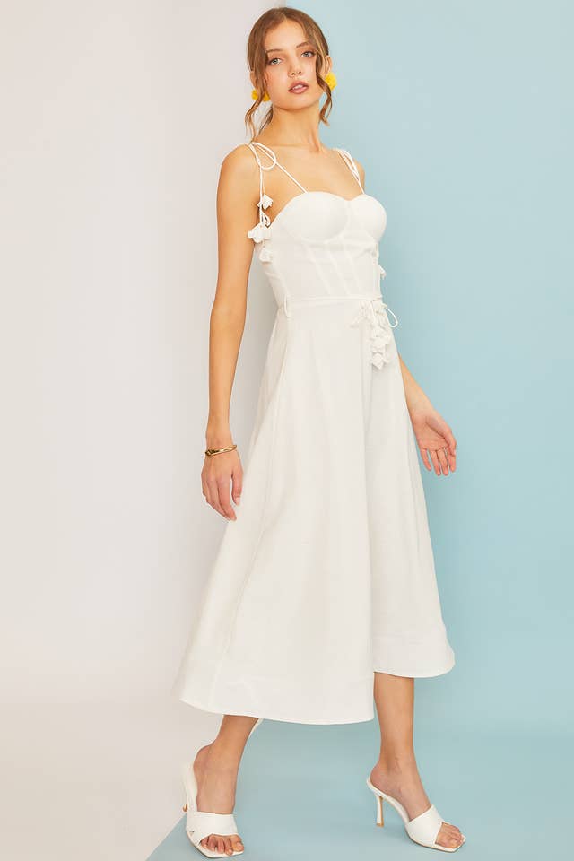 Main Strip - Wholesale Dress - Women's - Tie Belt Flare Midi Dress