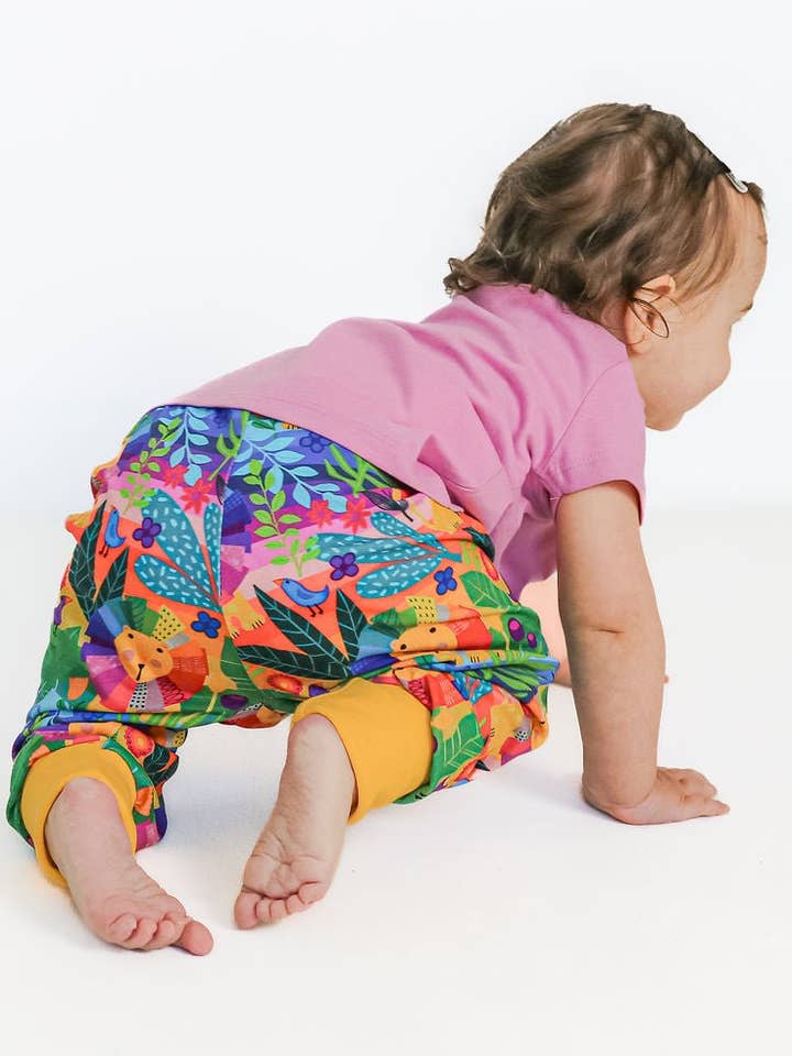 Organic Baby Leggings - Grow with Me - Rainbow Jungle for wholesale by Tutti Frutti clothing
