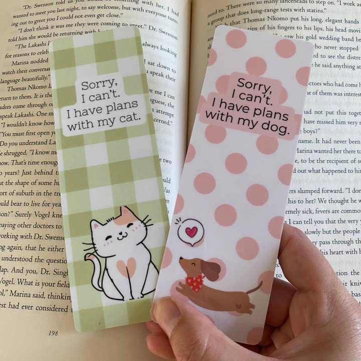 I have plans with my dog/cat bookmark for wholesale by The Crafty Maritimer