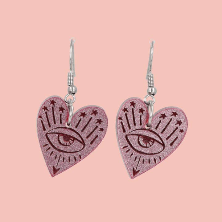 Eye Love You Earrings - Pink for wholesale by Sour Cherry