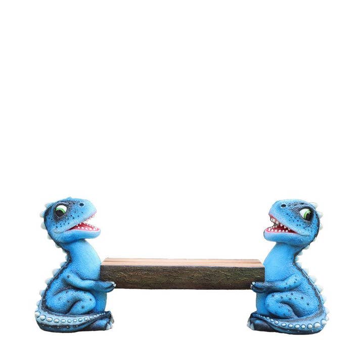 Child's Velociraptor Dinosaur Bench Statue for wholesale by LM Treasures